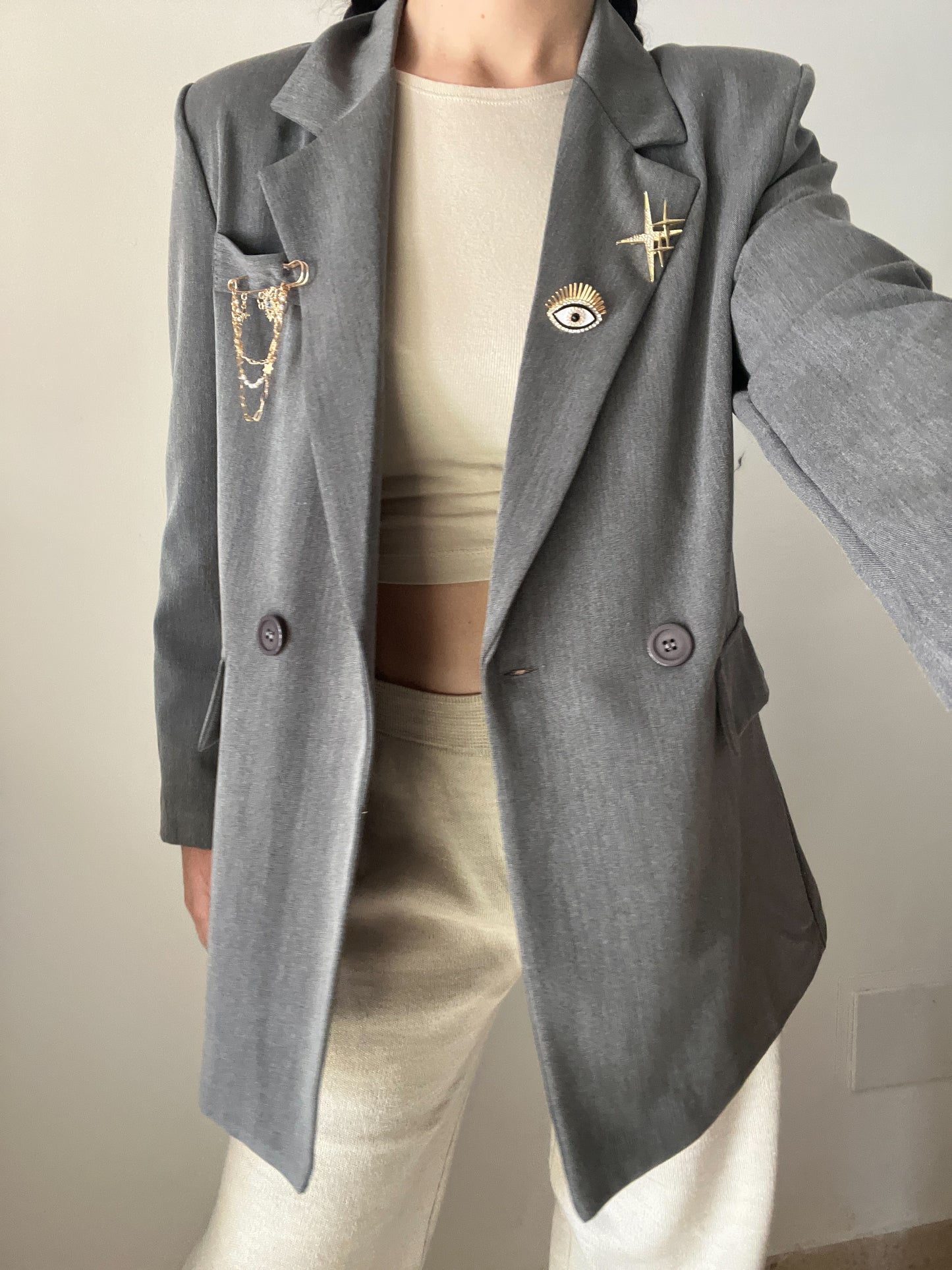 Blazer broches Gris